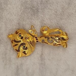 Vintage Cat Brooch Goldtone